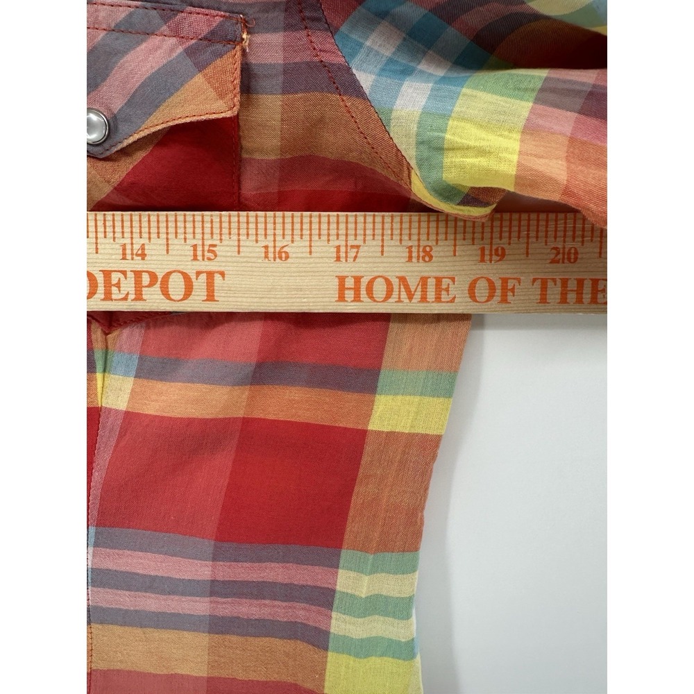 Tin Haul Western Plaid Snap Button Shirt Womens L Bright Neon Rodeo Cowgirl AA12 - Picture 6 of 12